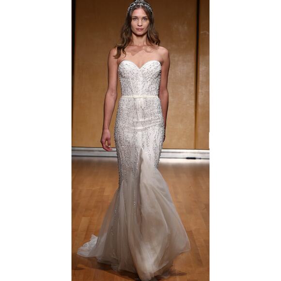 Inbal Dror "Bridal Fall 2017" Rhinestone Studded Maxi Mermaid Wedding Dress